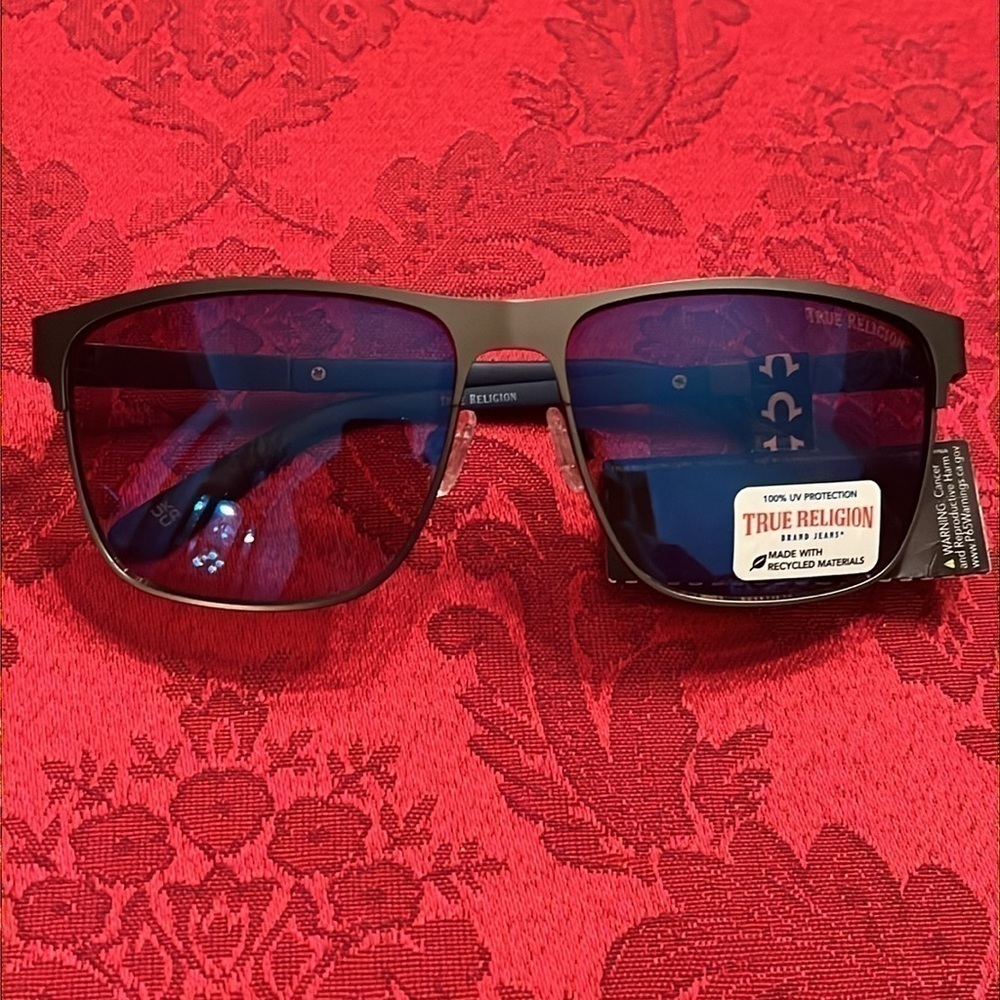 Brand New True Religion Brown Matte Metal Square Sunglasses 100% UV Protection